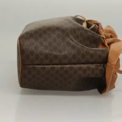 Pre-owned Celine Céline Macadam Brown,gold Canvas Shoulder Bag ()