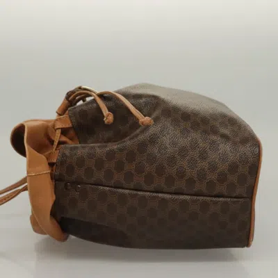 Pre-owned Celine Céline Macadam Brown,gold Canvas Shoulder Bag ()
