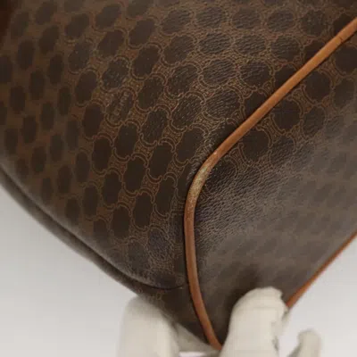 Pre-owned Celine Céline Macadam Brown,gold Canvas Shoulder Bag ()