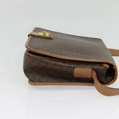 Pre-owned Celine Céline Triomphe Brown,gold Canvas Shoulder Bag ()