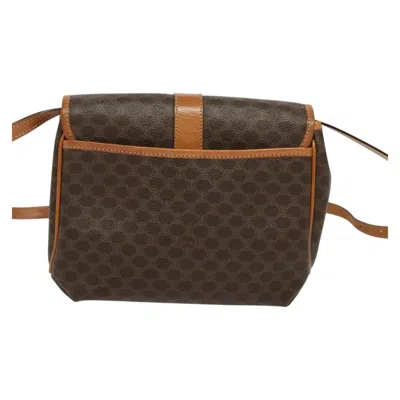 Pre-owned Celine Céline Macadam Brown,gold Canvas Shoulder Bag ()