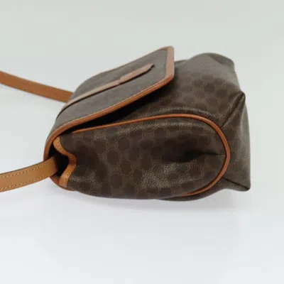 Pre-owned Celine Céline Macadam Brown,gold Canvas Shoulder Bag ()