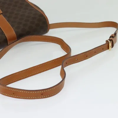 Pre-owned Celine Céline Macadam Brown,gold Canvas Shoulder Bag ()
