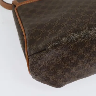 Pre-owned Celine Céline Macadam Brown,gold Canvas Shoulder Bag ()