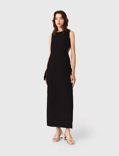 Maje Jewel-collar Maxi Dress In Black