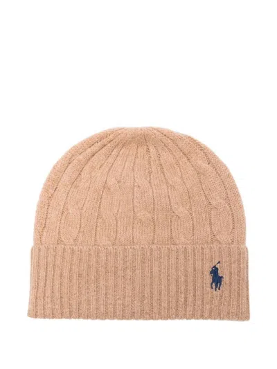 Polo Ralph Lauren Cable-knit Wool And Cashmere Beanie Accessories In Neutral