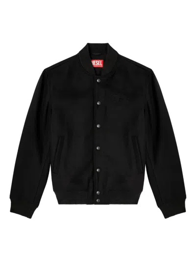 Diesel Bomber Jacket With Embroidered Logo In Black