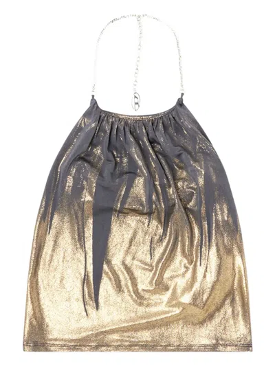 Diesel Jersey Top With Draped Neckline In Gold