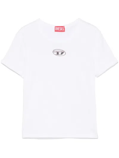 Diesel T-shirt With Logo Plate In Brown