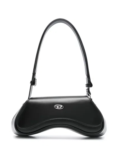 Diesel Play-crossbody Bag In Semi Gloss Leather In Black