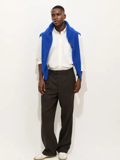 Alex Mill Jeremy Pleated Trouser In Wool Flannel In Brown