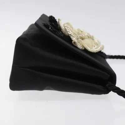 Pre-owned Chanel Camélia Black Silk Shoulder Bag ()