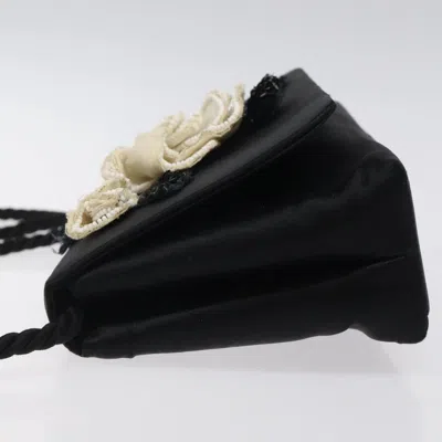Pre-owned Chanel Camélia Black Silk Shoulder Bag ()