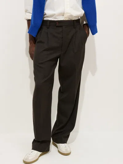 Alex Mill Jeremy Pleated Trouser In Wool Flannel In Brown