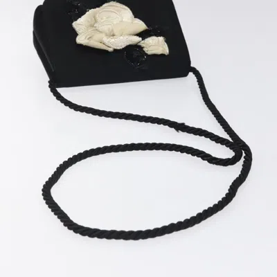 Pre-owned Chanel Camélia Black Silk Shoulder Bag ()