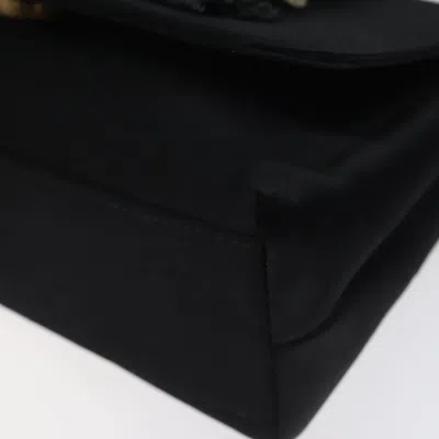 Pre-owned Chanel Camélia Black Silk Shoulder Bag ()