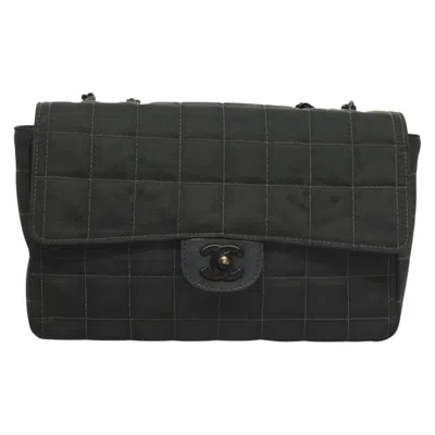 Pre-owned Chanel Chocolate Bar Black Nylon Shoulder Bag ()