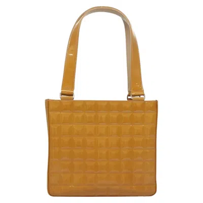 Pre-owned Chanel Chocolate Bar Yellow Patent Leather Tote Bag ()