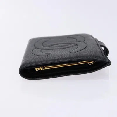 Pre-owned Chanel Coco Mark Black Canvas Wallet  ()