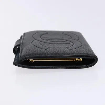 Pre-owned Chanel Coco Mark Black Canvas Wallet  ()