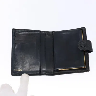 Pre-owned Chanel Coco Mark Black Canvas Wallet  ()