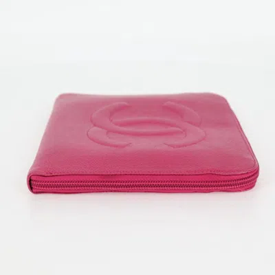 Pre-owned Chanel Coco Mark Pink Leather Clutch Bag ()