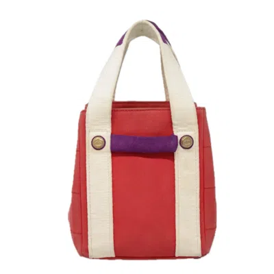 Pre-owned Chanel Chocolate Bar Red Canvas Tote Bag ()