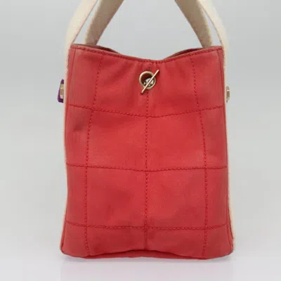 Pre-owned Chanel Chocolate Bar Red Canvas Tote Bag ()