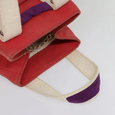 Pre-owned Chanel Chocolate Bar Red Canvas Tote Bag ()