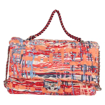 Pre-owned Chanel Flap Bag Orange Nylon Shoulder Bag ()