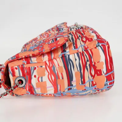 Pre-owned Chanel Flap Bag Orange Nylon Shoulder Bag ()
