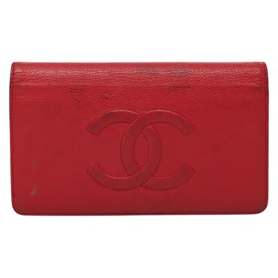 Pre-owned Chanel Logo Cc Pink Leather Wallet  ()