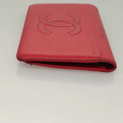 Pre-owned Chanel Logo Cc Pink Leather Wallet  ()