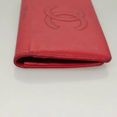 Pre-owned Chanel Logo Cc Pink Leather Wallet  ()
