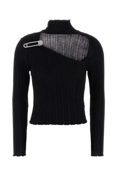 Giuseppe Di Morabito Asymmetric Long Sleeve Turtleneck Top In Black