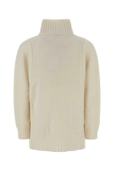 Max Mara Cashmere Aceti Sweater Featuring Ribbed Turtleneck In Neutral
