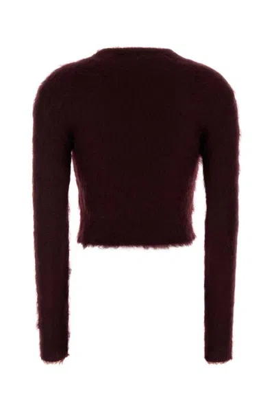 Max Mara Mohair Blend Cropped Sweater With Long Sleeves In Burgundy