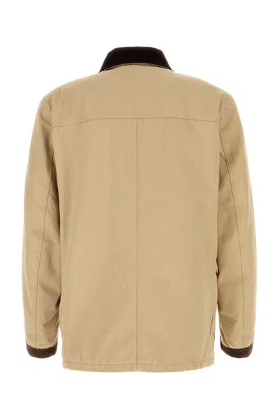 Fay Canvas Jacket With Button Accents And Front Pockets In Neutral