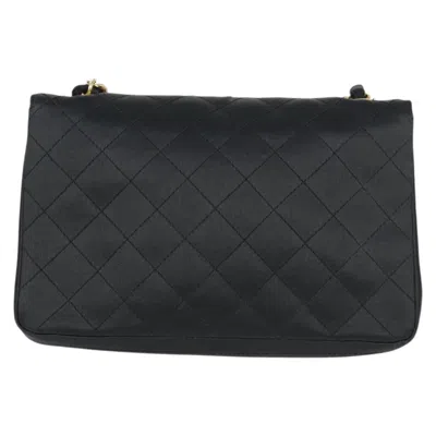 Pre-owned Chanel Single Flap Black Silk Shoulder Bag ()
