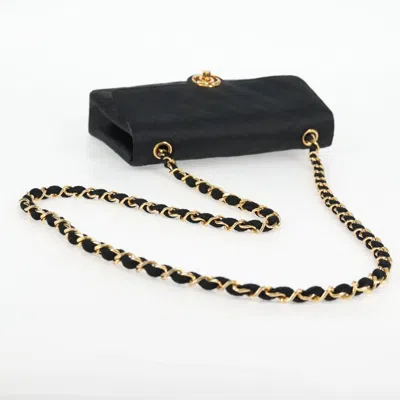 Pre-owned Chanel Single Flap Black Silk Shoulder Bag ()