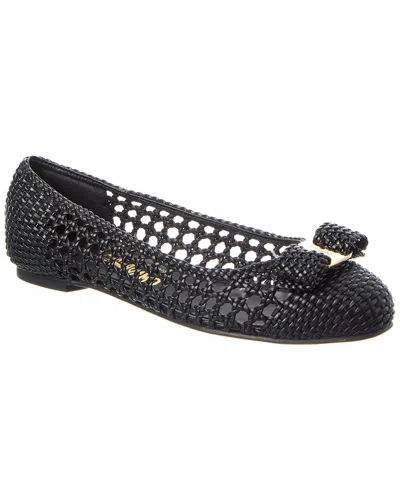 Ferragamo Varina Bow-embellished Balleria Shoes In Black