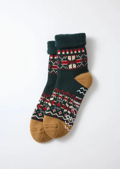 Alex Mill Rototo Snowflake Room Socks In Green