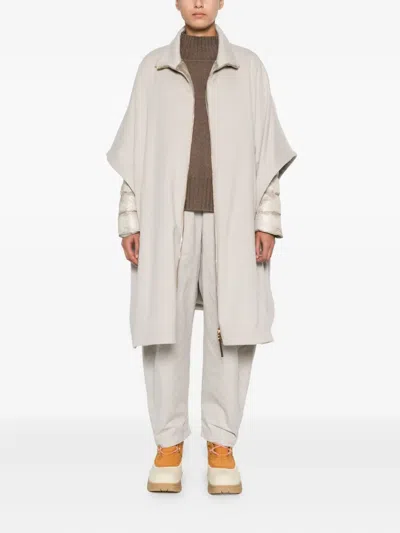 Herno Wool Jacket With Poncho In Neutral