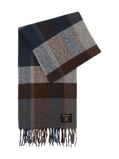 Barbour Esterdale Check-pattern Beanie Scarf Set In Gray