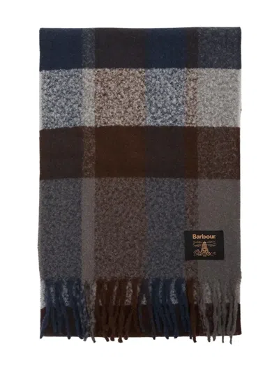 Barbour Esterdale Check-pattern Beanie Scarf Set In Gray