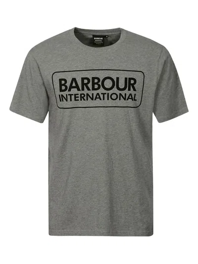Barbour Logo-detail Cotton T-shirt In Gray