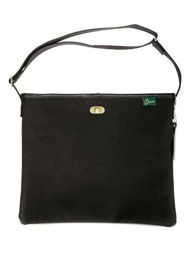 Brady Leather-trimmed Shoulder Bag In Black