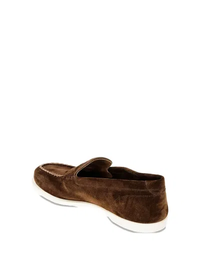 John Lobb Dark Brown Suede Casual Shoes With Velcro Closure In Brown