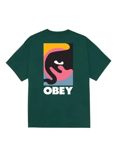 Obey Make Art Not War Graphic T-shirt In Green