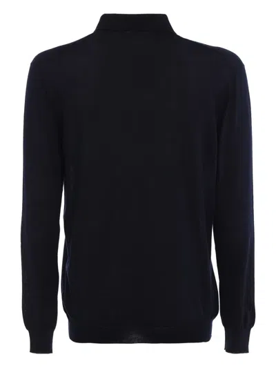 Malo Button-closure Long-sleeve Polo Shirt In Blue